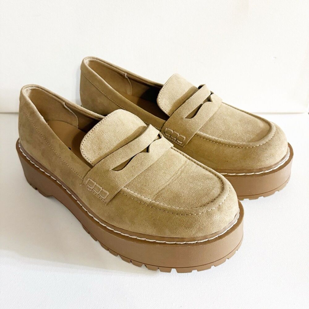 Torrid Lug Sole Chunky Loafer (WW) 10 Tan NWT Preppy Minimalist Chic Casual Edgy